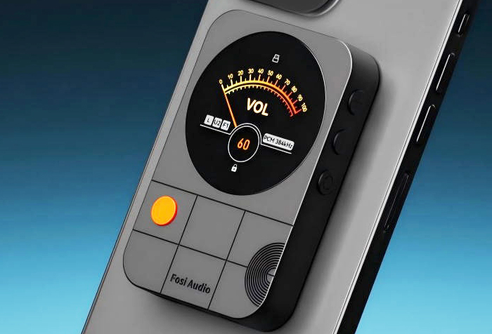 Fosi Audio M3 Portable Magnetic DAC back of smartphone