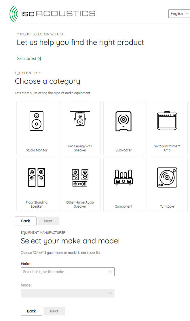 IsoAcoustics Product Selector
