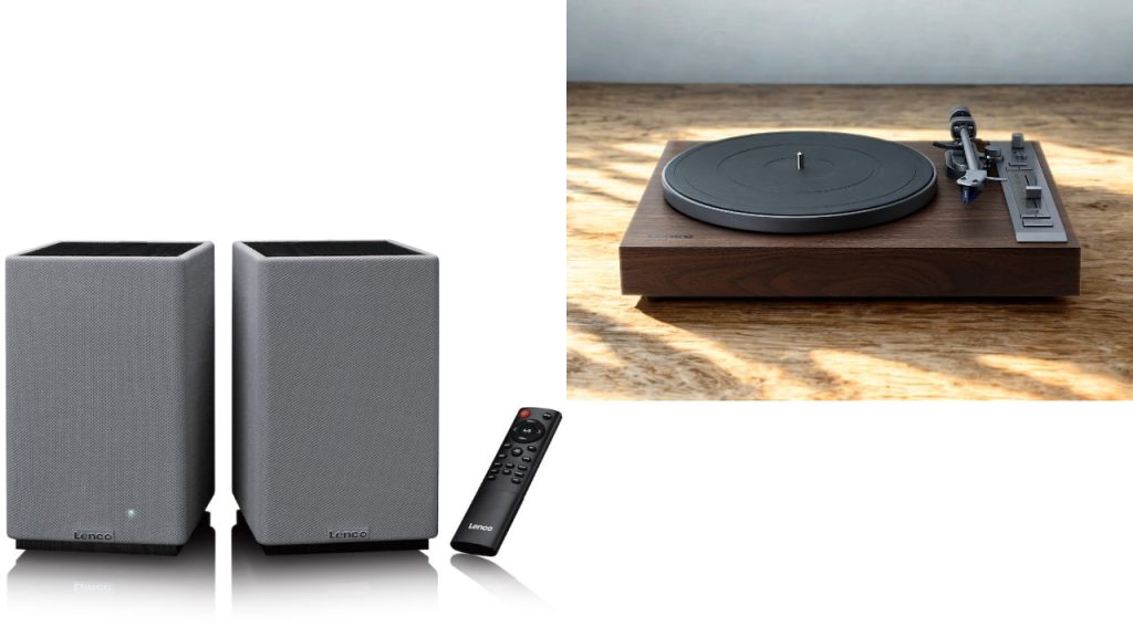 Lenco SPB-240BKGY Bluetooth Speakers and LBT-515 Turntable