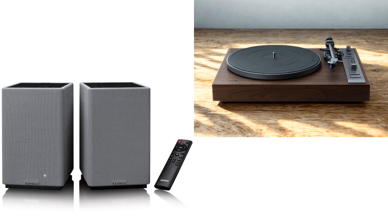 Lenco SPB-240BKGY Bluetooth Speakers and LBT-515 Turntable