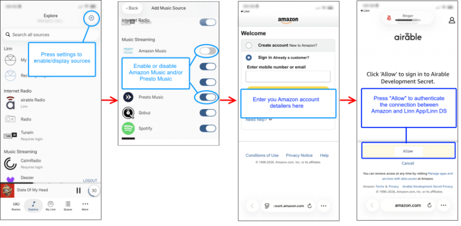 How to enable Amazon Music in the Linn App