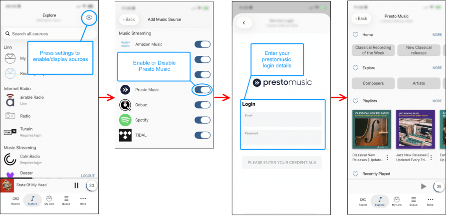 How to enable Presto Music in the Linn App