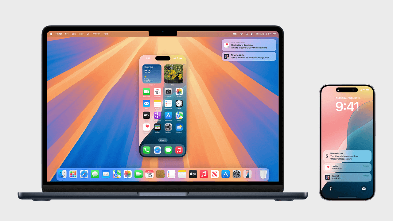 MacBook Air 13-inch Mirroring iPhone 15 Pro