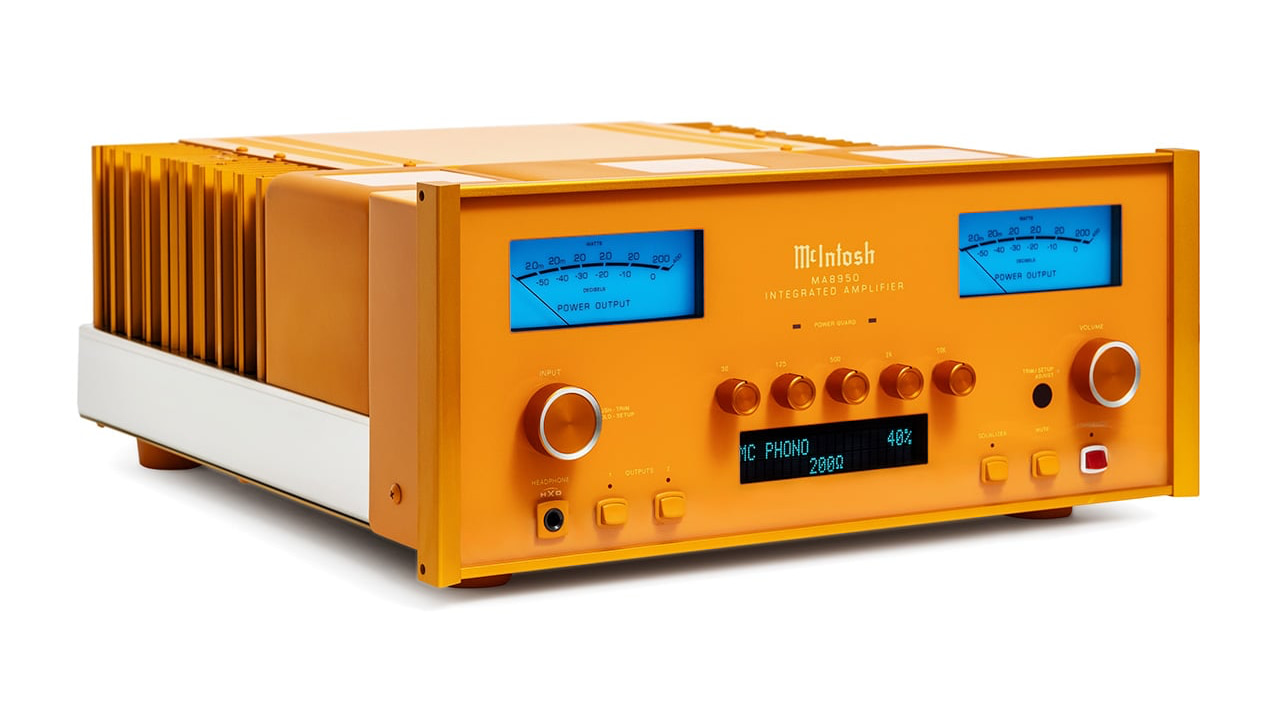 McIntosh x Virgil Abloh Concept MA8950 Integrated Amplifier Front Angle Orange