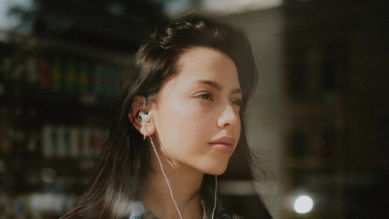Meze Audio Alba IEMs Lifestyle Woman Listening
