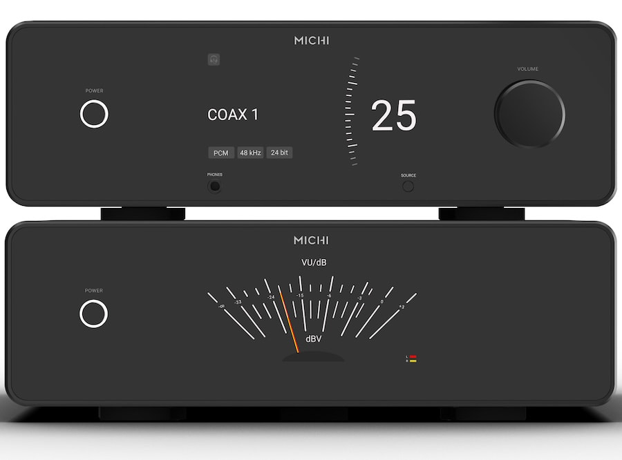 Michi P430 Preamp atop S430 Power Amplifier