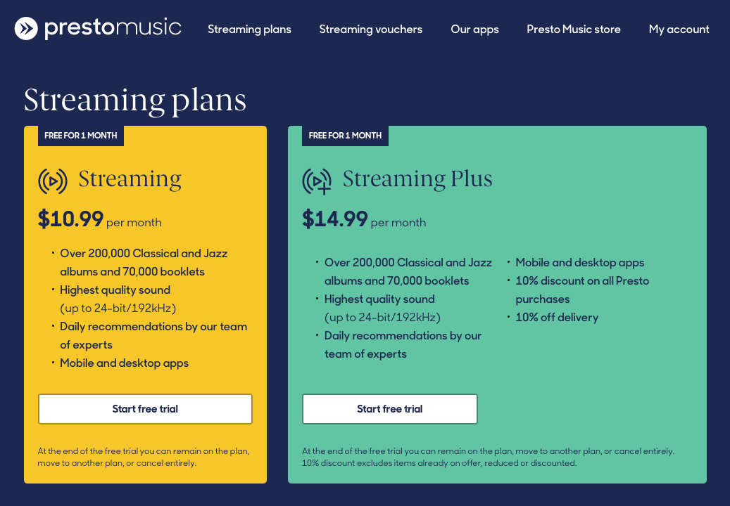 presto-music-streaming-plans-2026