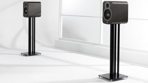 Q Acoustics 3020c Stand-mount Loudspeakers in Claro Rosewood Finish Lifestyle