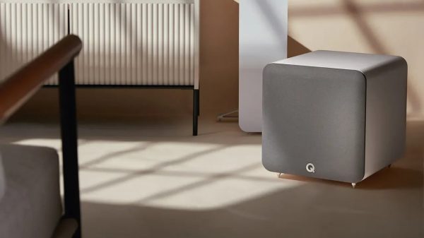 Q Acoustics Q SUB100 powered subwoofer white lifestyle