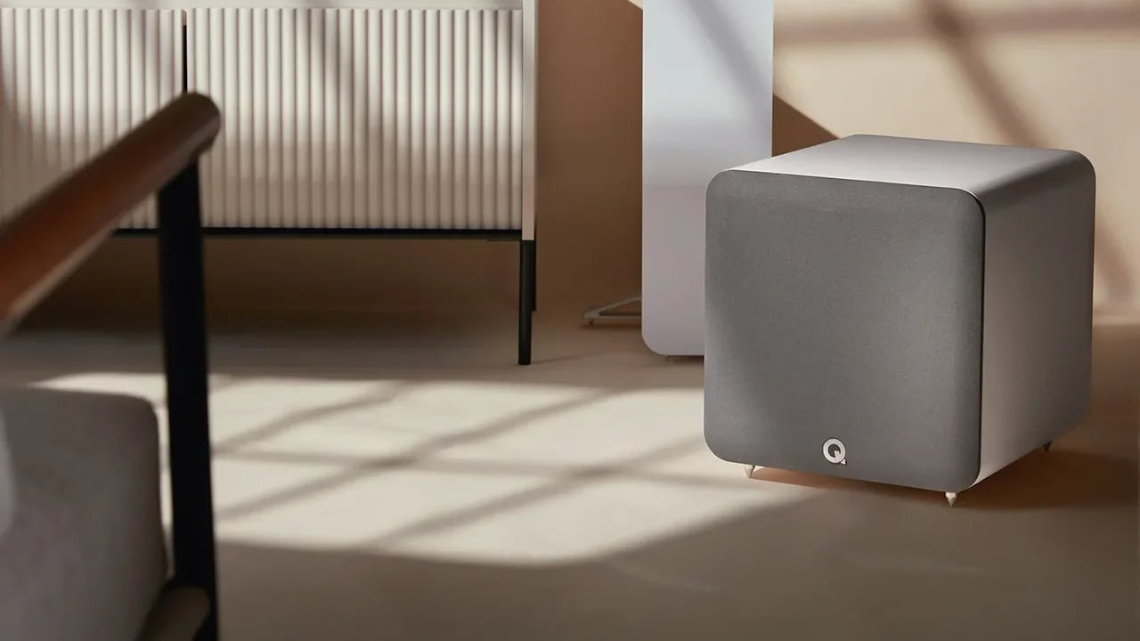 Q Acoustics Q SUB100 powered subwoofer white lifestyle