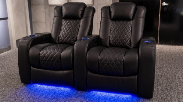 Audio Advice Revelation Luxury Home Theater Chairs with Underneath Lighting On