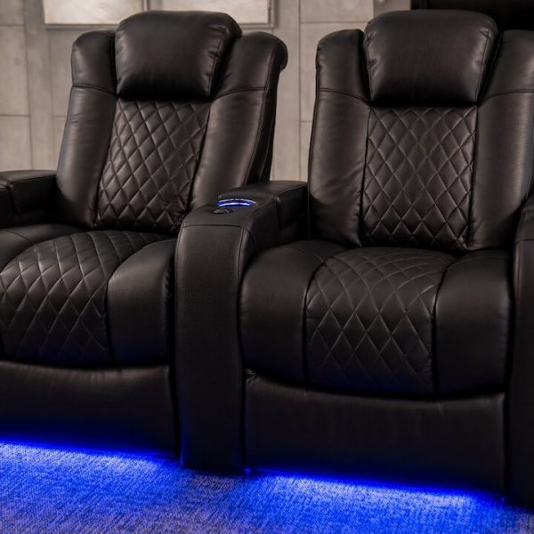 Audio Advice Revelation Luxury Home Theater Chairs with Underneath Lighting On