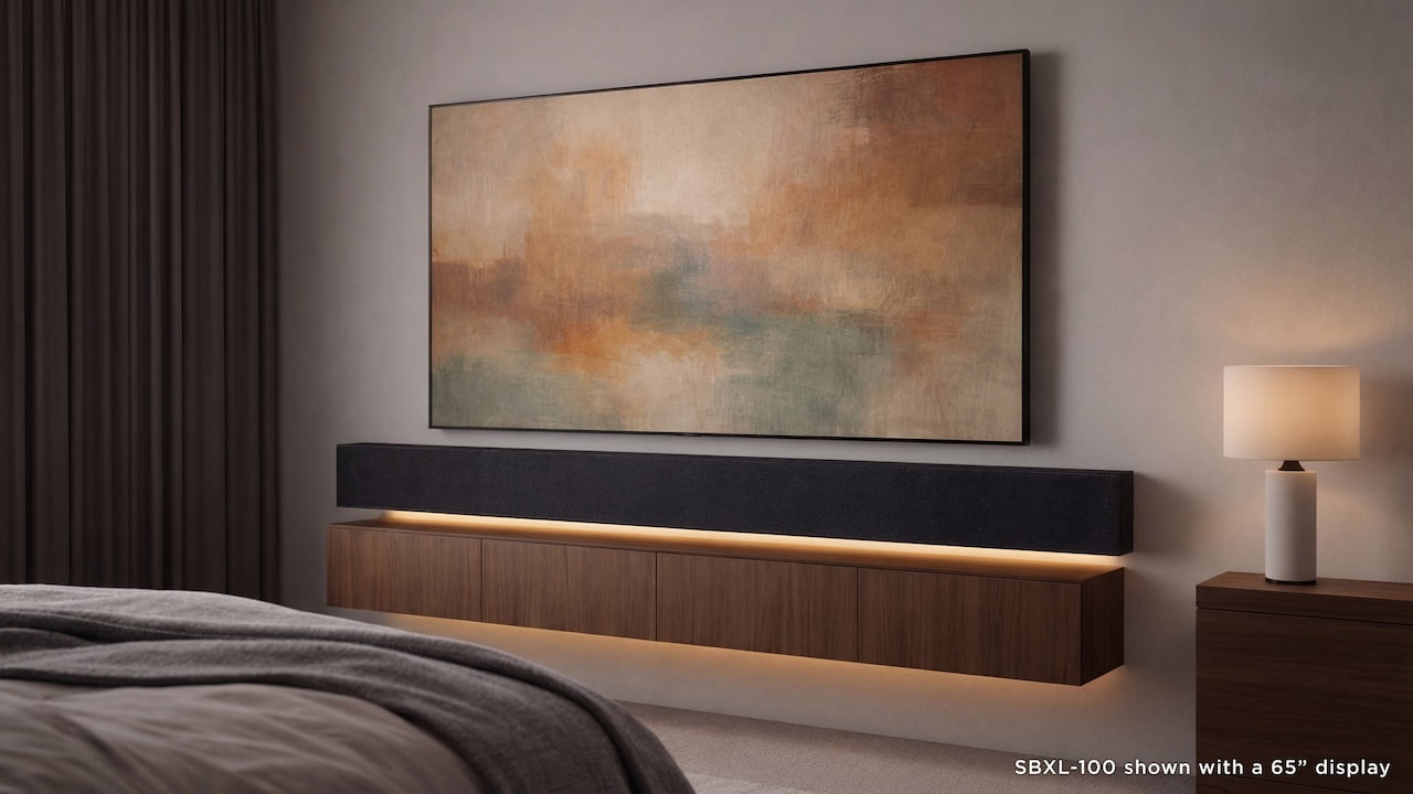 Sonance SBXL-100 Soundbar Lifestyle with 65-inch TV