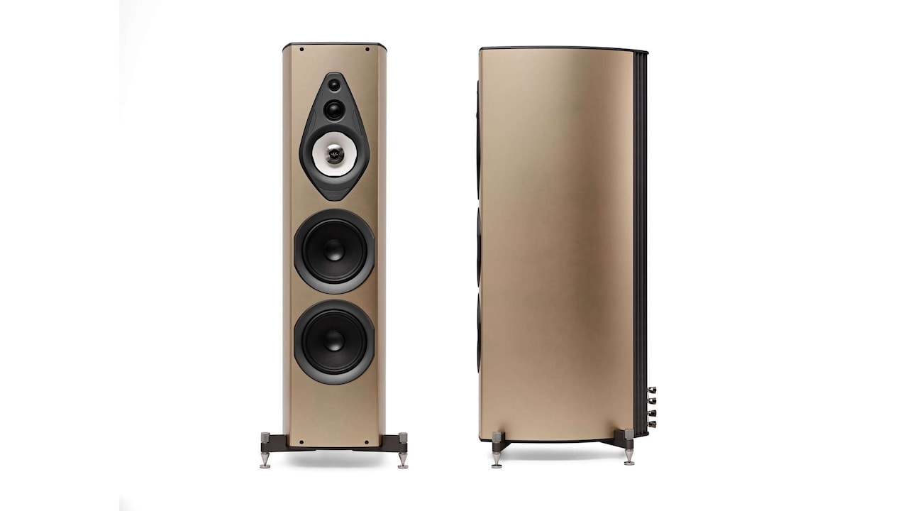 Sonus faber Amati Supreme Floorstanding Loudspeaker Pair Front and Side View