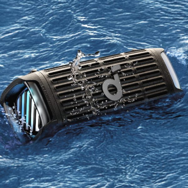 Soundcore Boom 3i portable Bluetooth Speaker floating in water