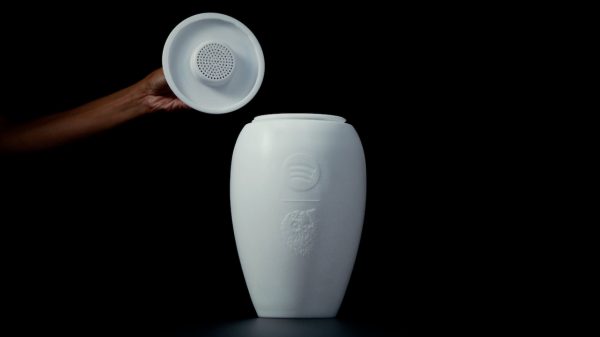 Liquid Death x Spotify Eternal Playlist Urn with lid off