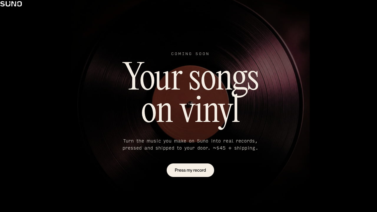 Suno Vinyl puts your songs on vinyl
