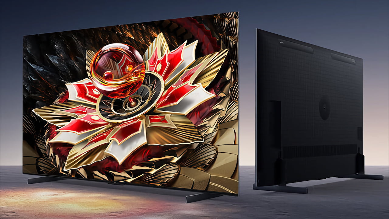 TCL Q10M TV Front and Back Angle