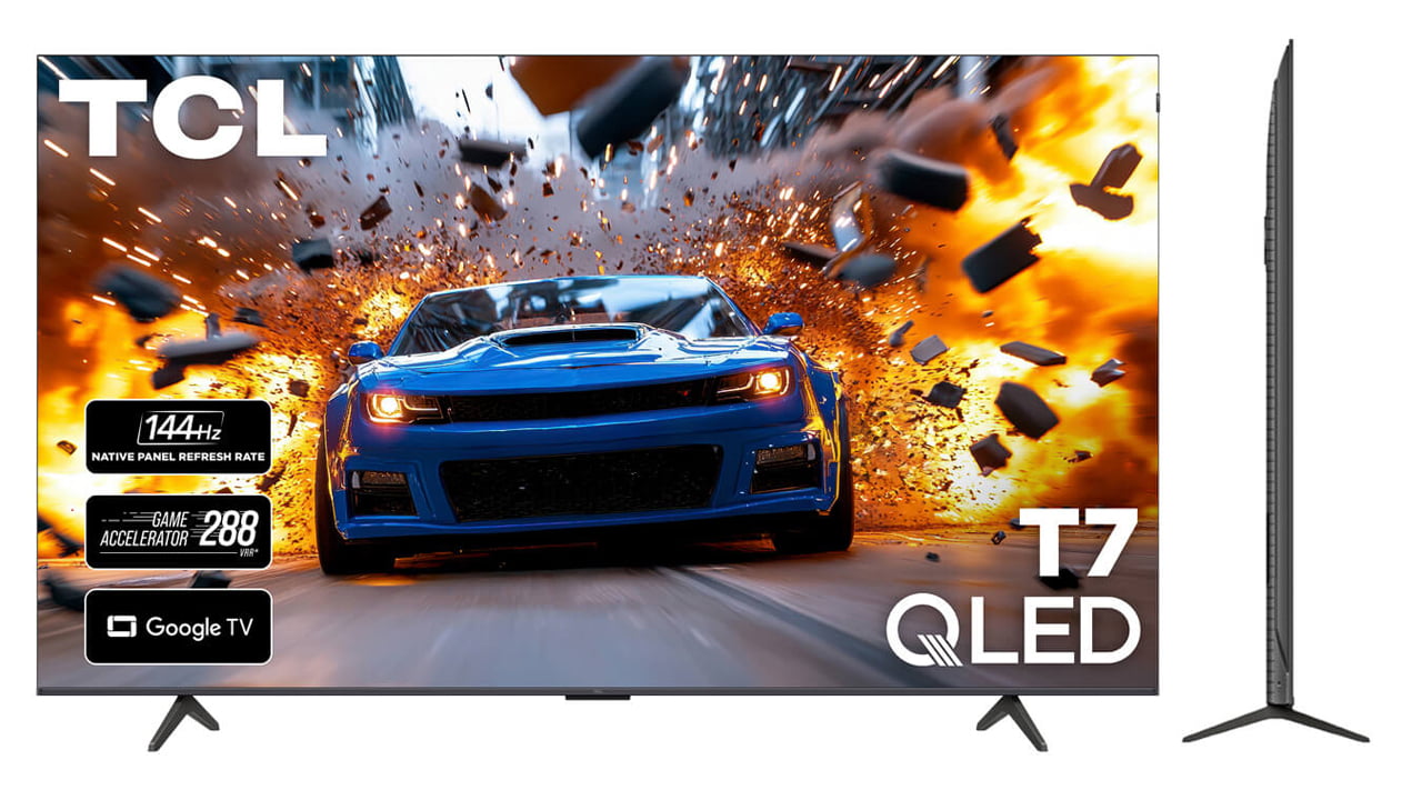 85-inch 2025 TCL 85T7 series QLED 4K TV front and size view