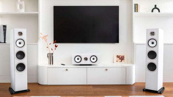 2026 Triangle Solstice 8 Floorstanding Speaker and C3 Center Channel Speaker in White