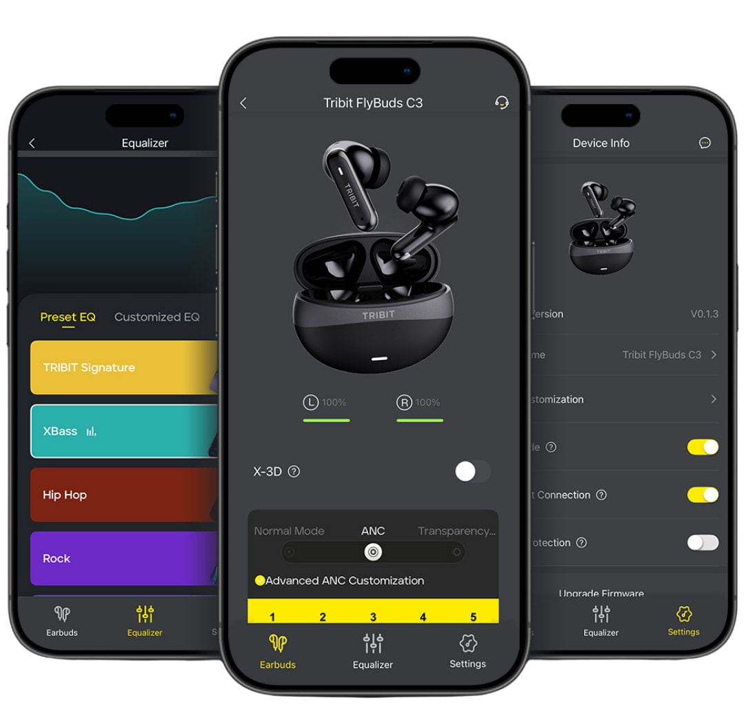 tribit-flybuds-c3-app-screens