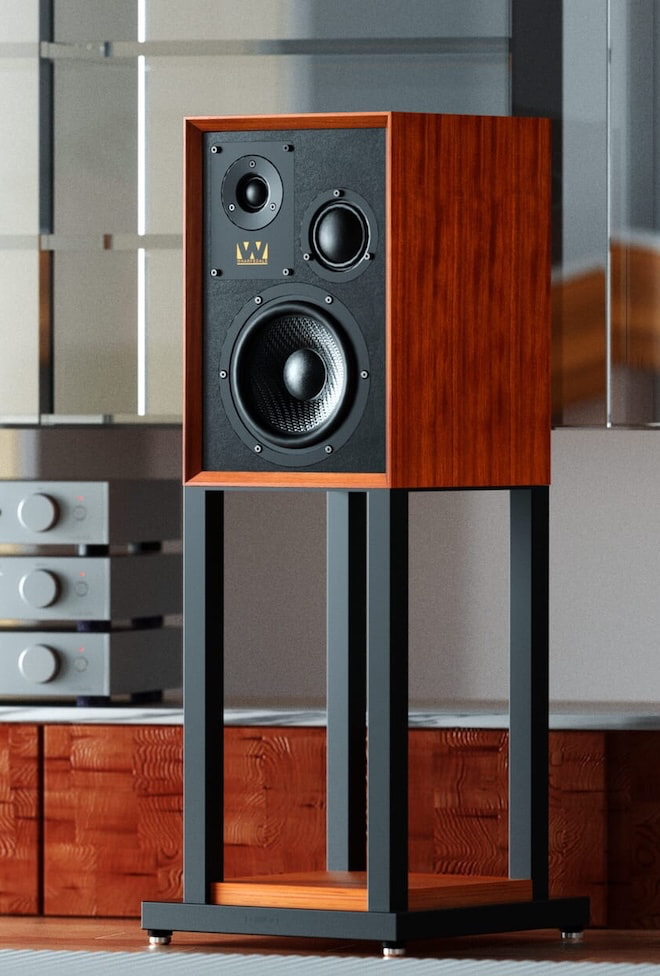 wharfedale-super-denton-speaker-on-stand-red-mahogany
