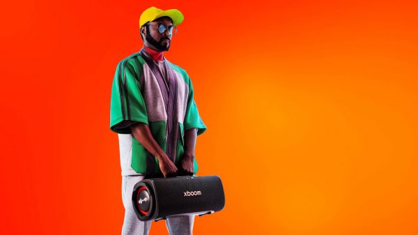 will.i.am holding 2026 LG xBoom Blast portable Bluetooth Speaker