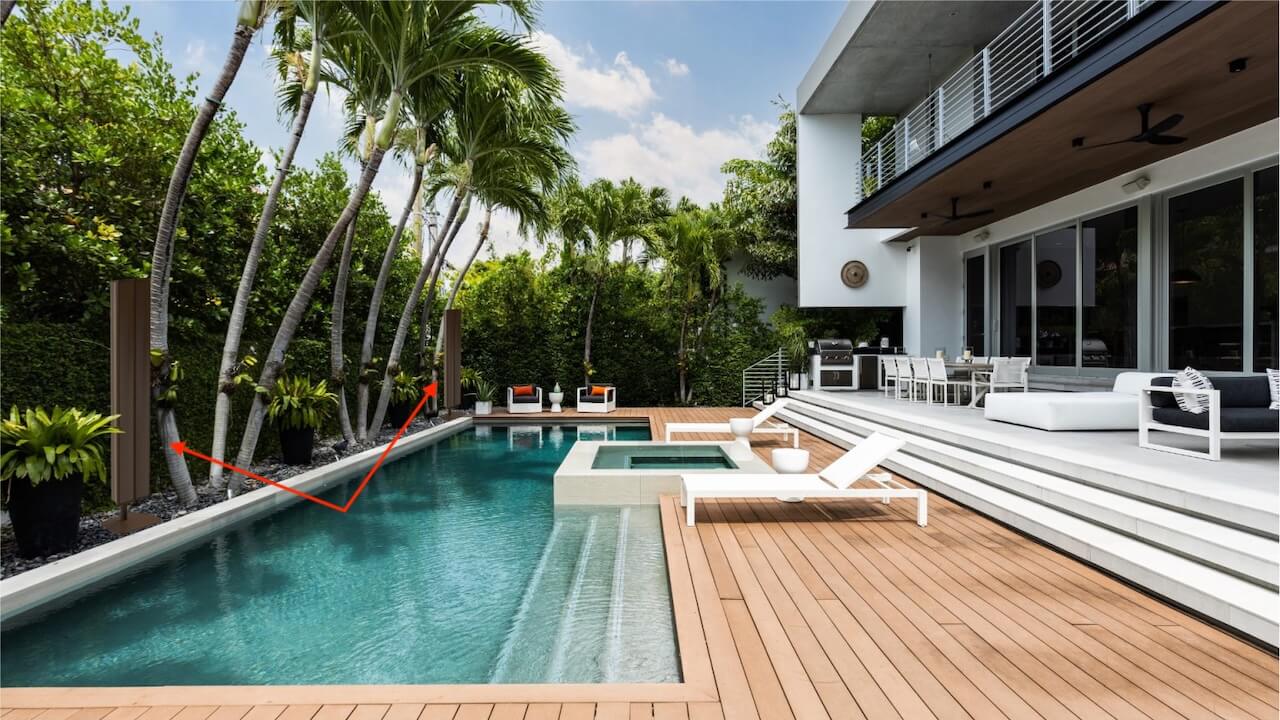 Wisdom Audio L150M All-weather Outdoor Speakers by pool lifestyle