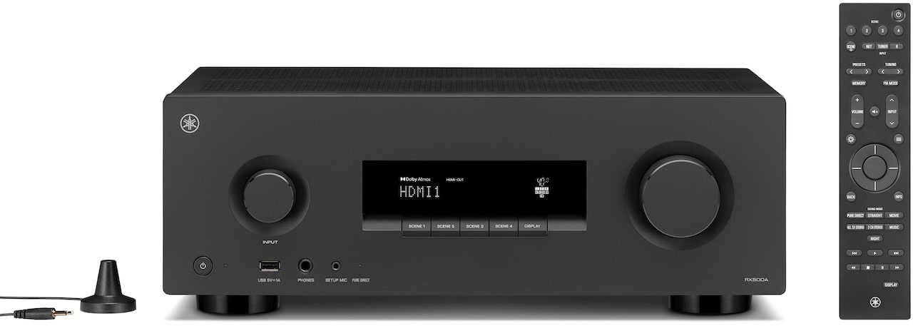 Yamaha RX500A AVR Front with mic and remote